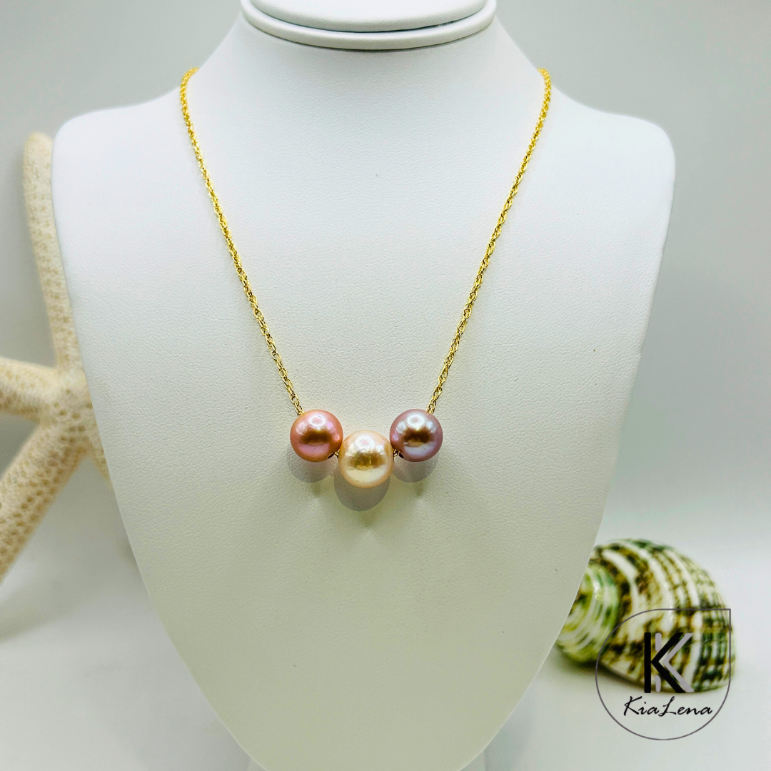 Triple Edison Pearl Floater Necklace