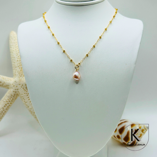 Solitaire Edison Keshi Pearl Necklace