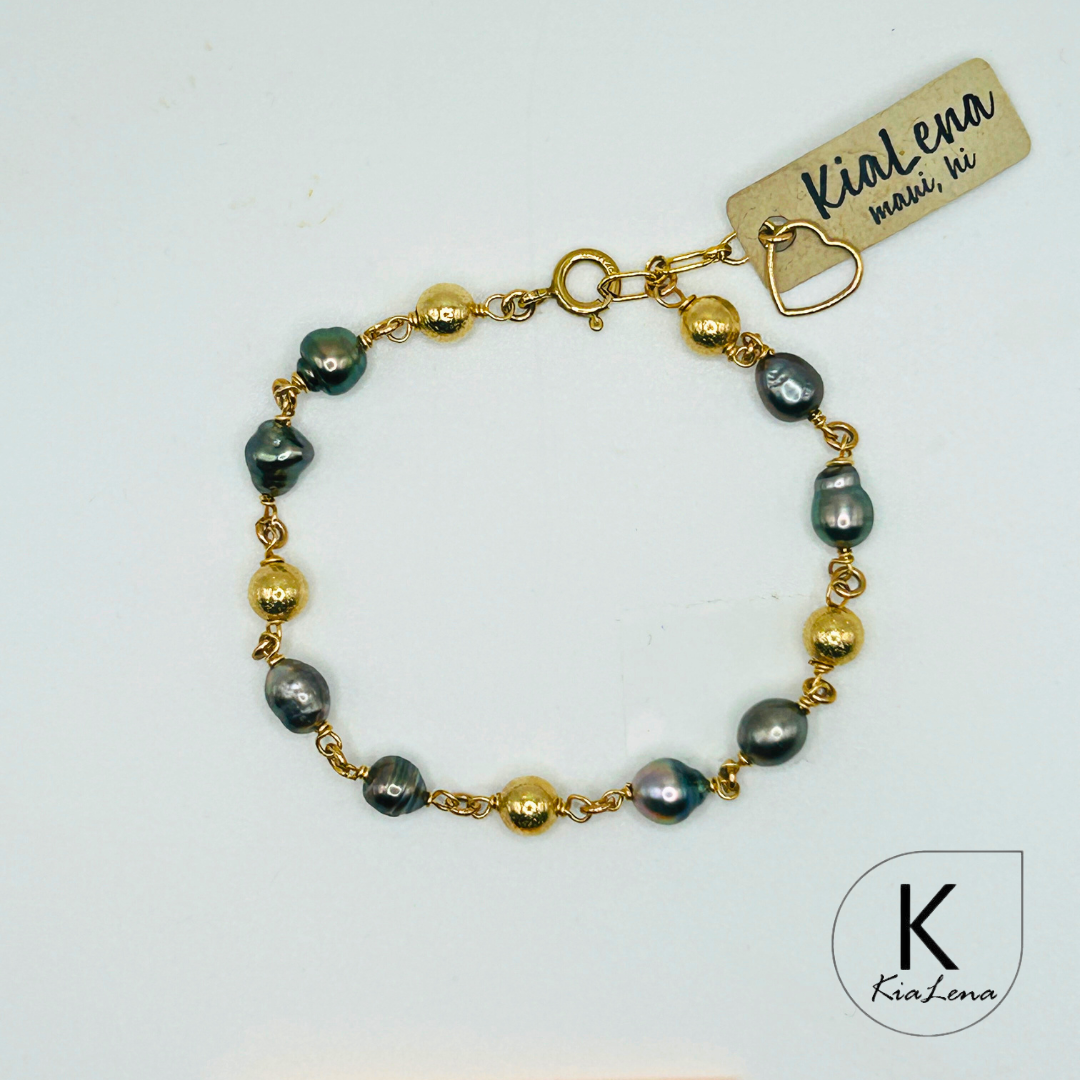 7 3/4" - 8 3/4" Tahitian Keshi Pearl Bracelet