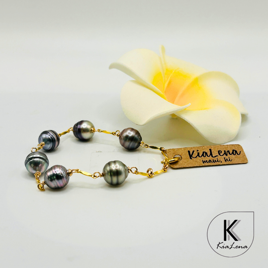 6 1/2" Five Tahitian Pearl Bracelet
