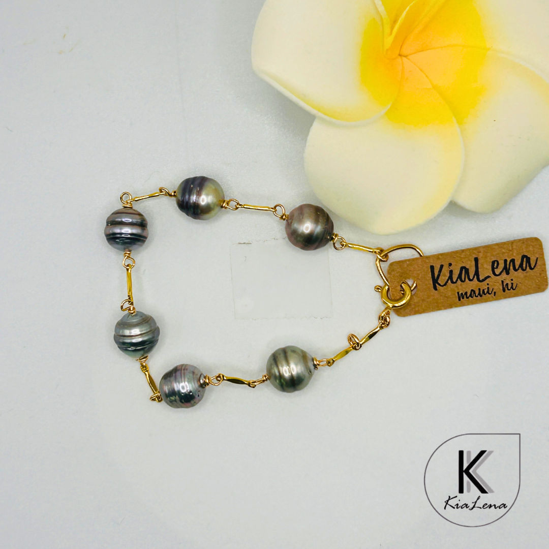 6 1/2" Five Tahitian Pearl Bracelet