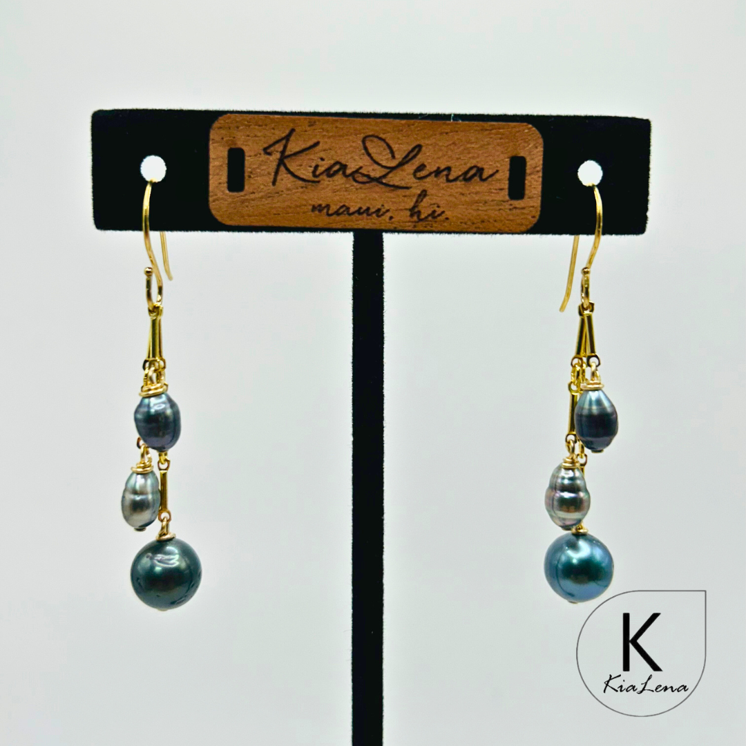 Triple Tahitian Pearl Drop Earrings