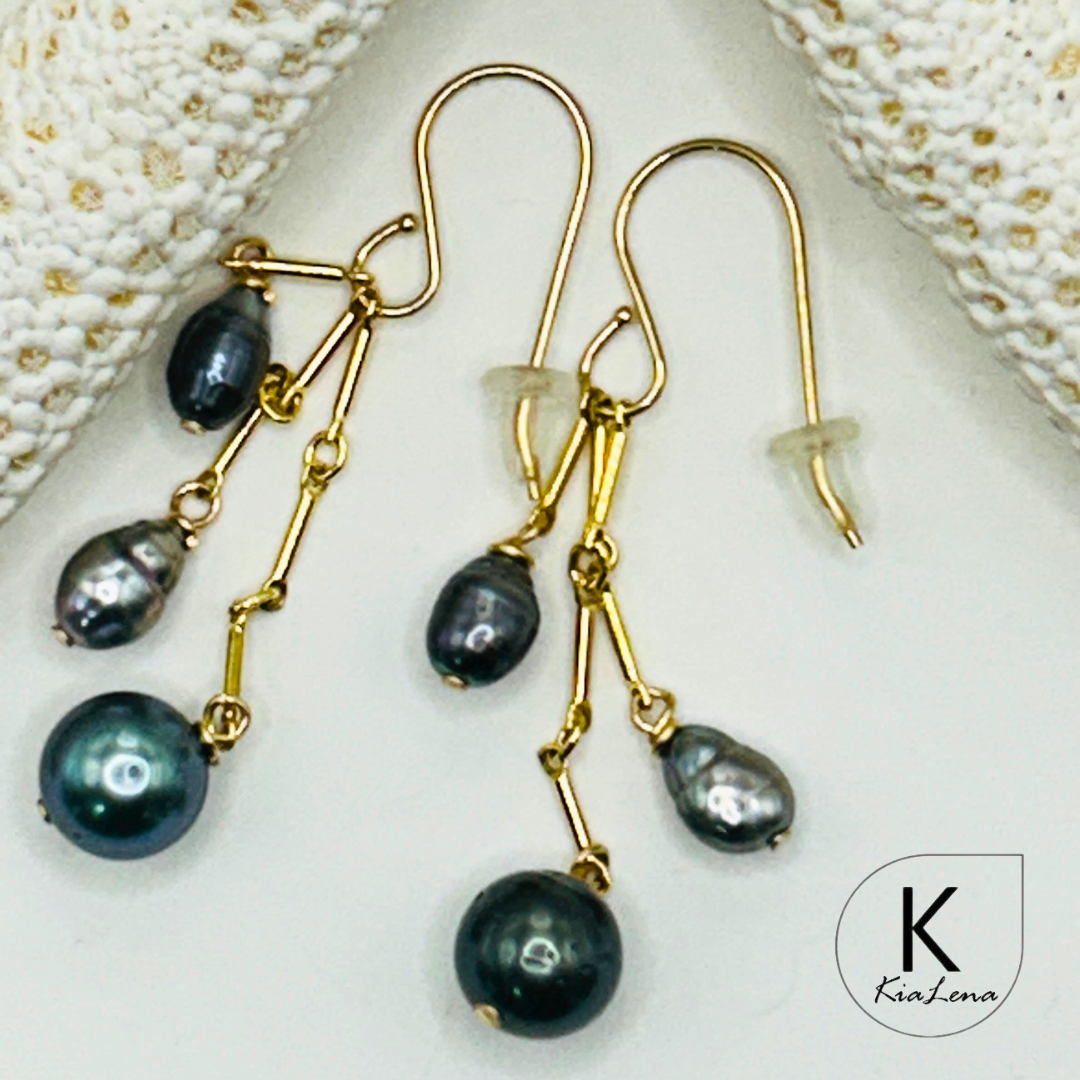 Triple Tahitian Pearl Drop Earrings