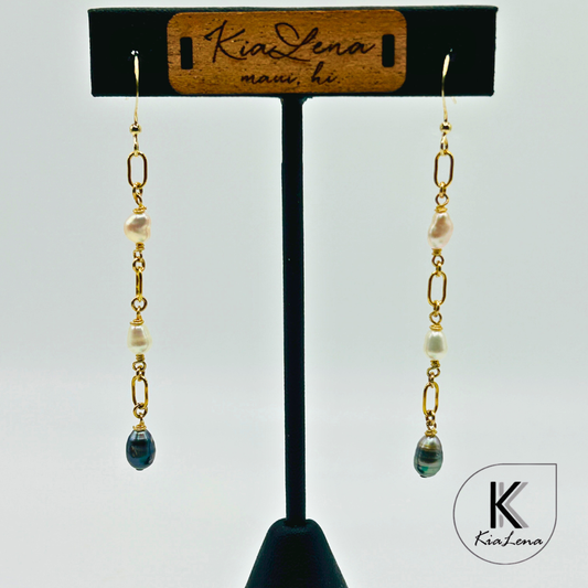 Tahitian Triple Keshi Pearl Drop Earrings