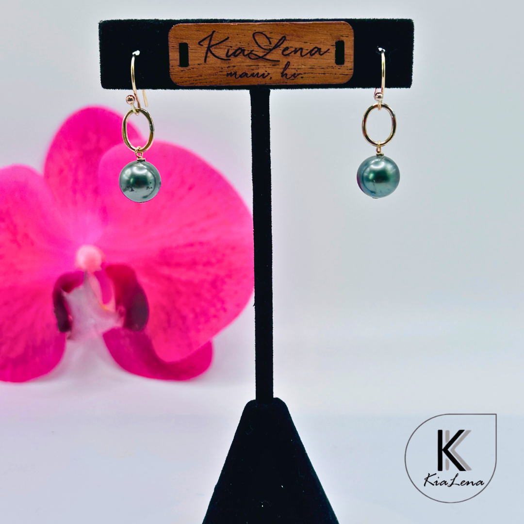 1 1/4" Tahitian Pearl Drop Earrings