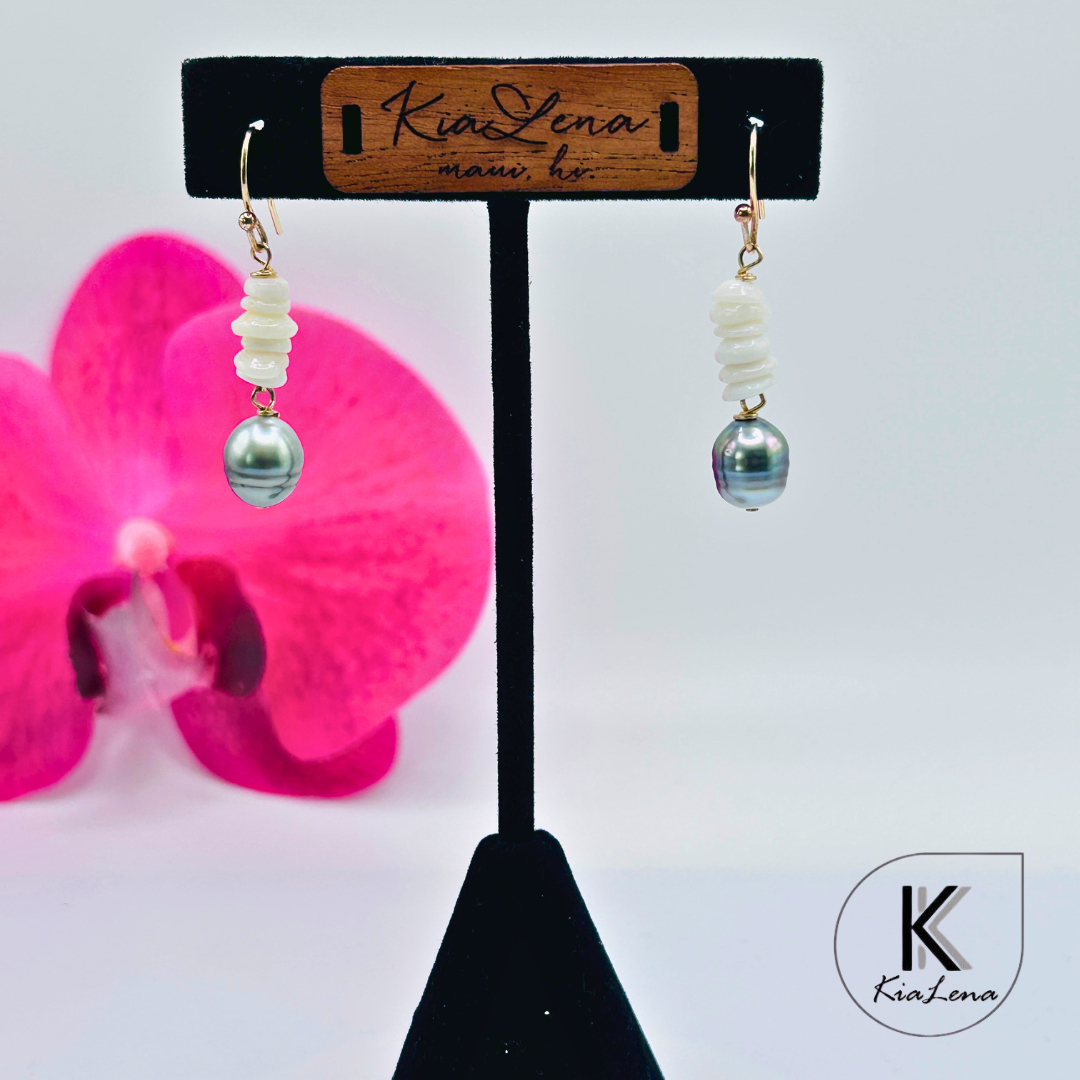 1 1/2" Tahitian Pearl Drop Earrings