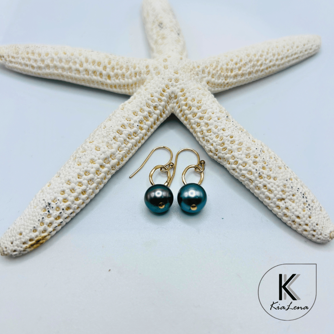 1 1/4" Tahitian Pearl Drop Earrings