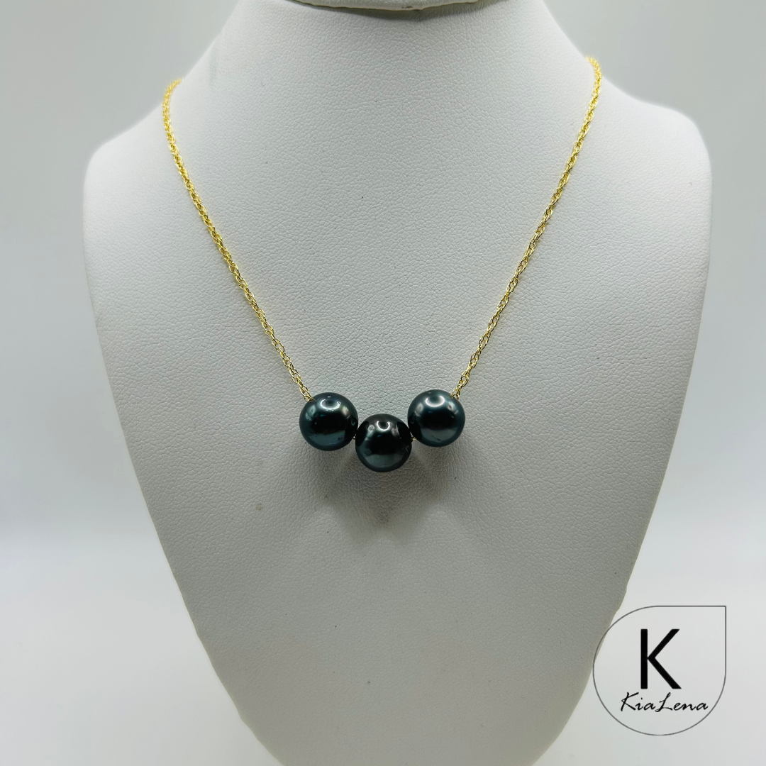 18 3/4" Floating Triple Tahitian Pearl Necklace