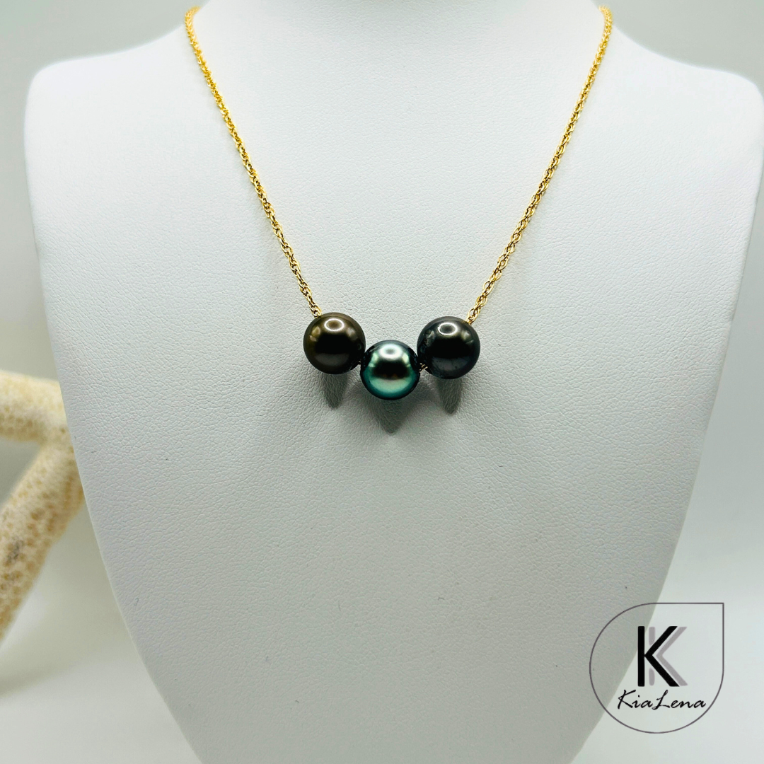 Floating Triple Tahitian Pearl Necklace
