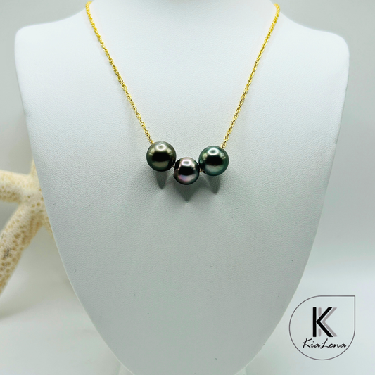 Floating Triple Tahitian Pearl Necklace