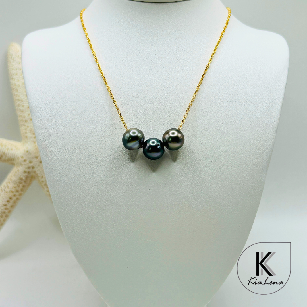 Floating Triple Tahitian Pearl Necklace