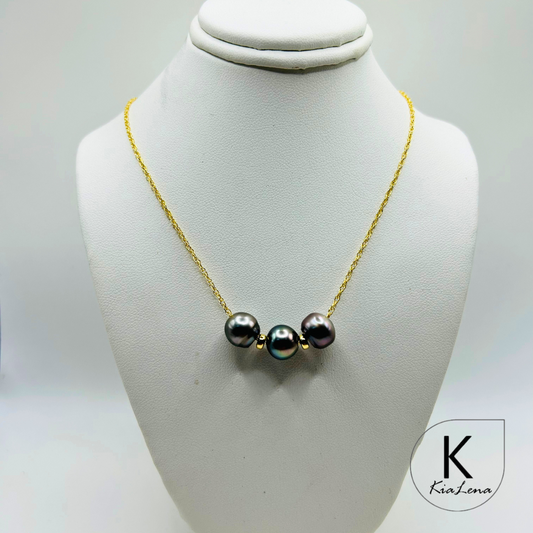 18 3/4" Floating Triple Tahitian Pearl Necklace