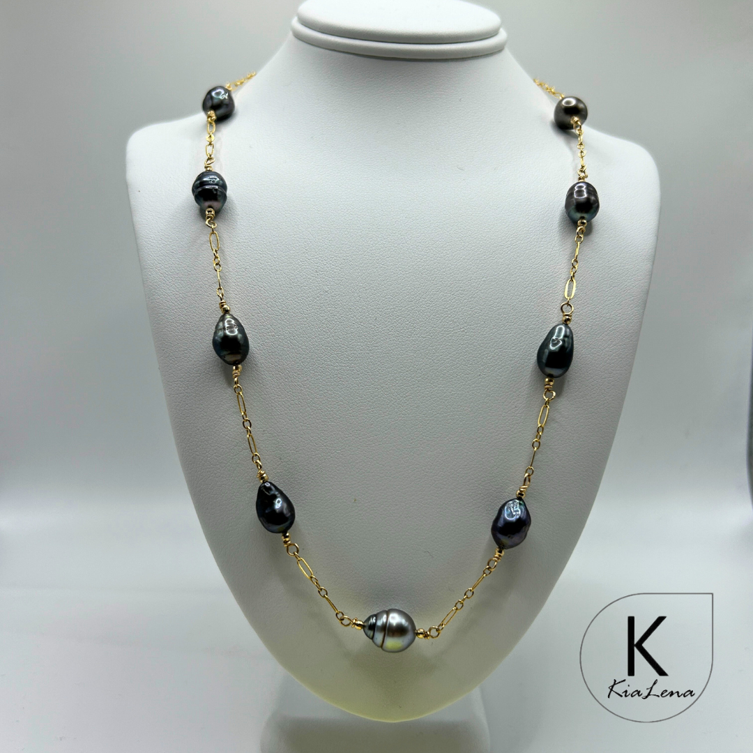 17 1/4" to 18 3/4" 9 Keshi Pearl Necklace