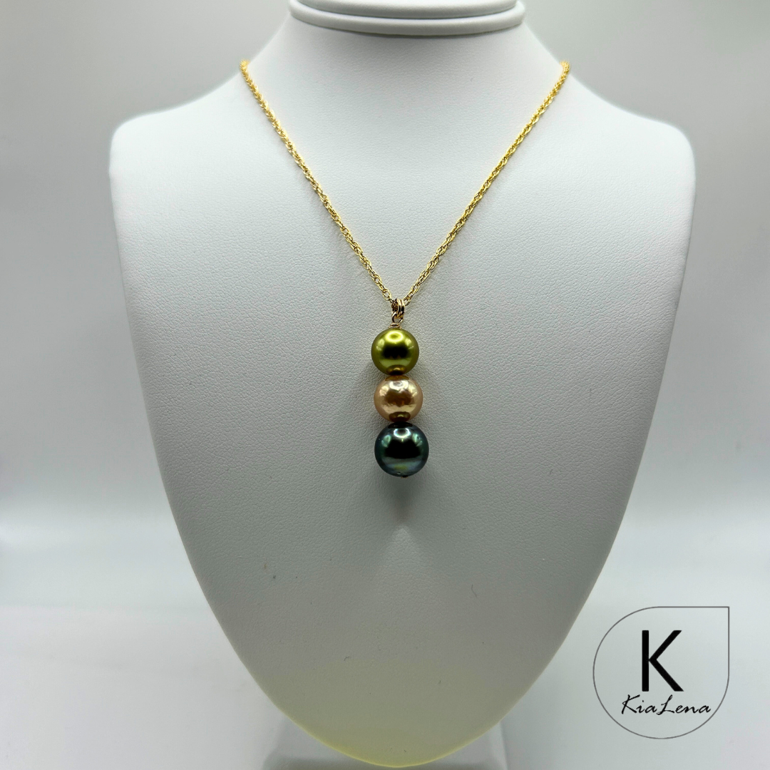 Triple Tahitian Pearl Drop Necklace