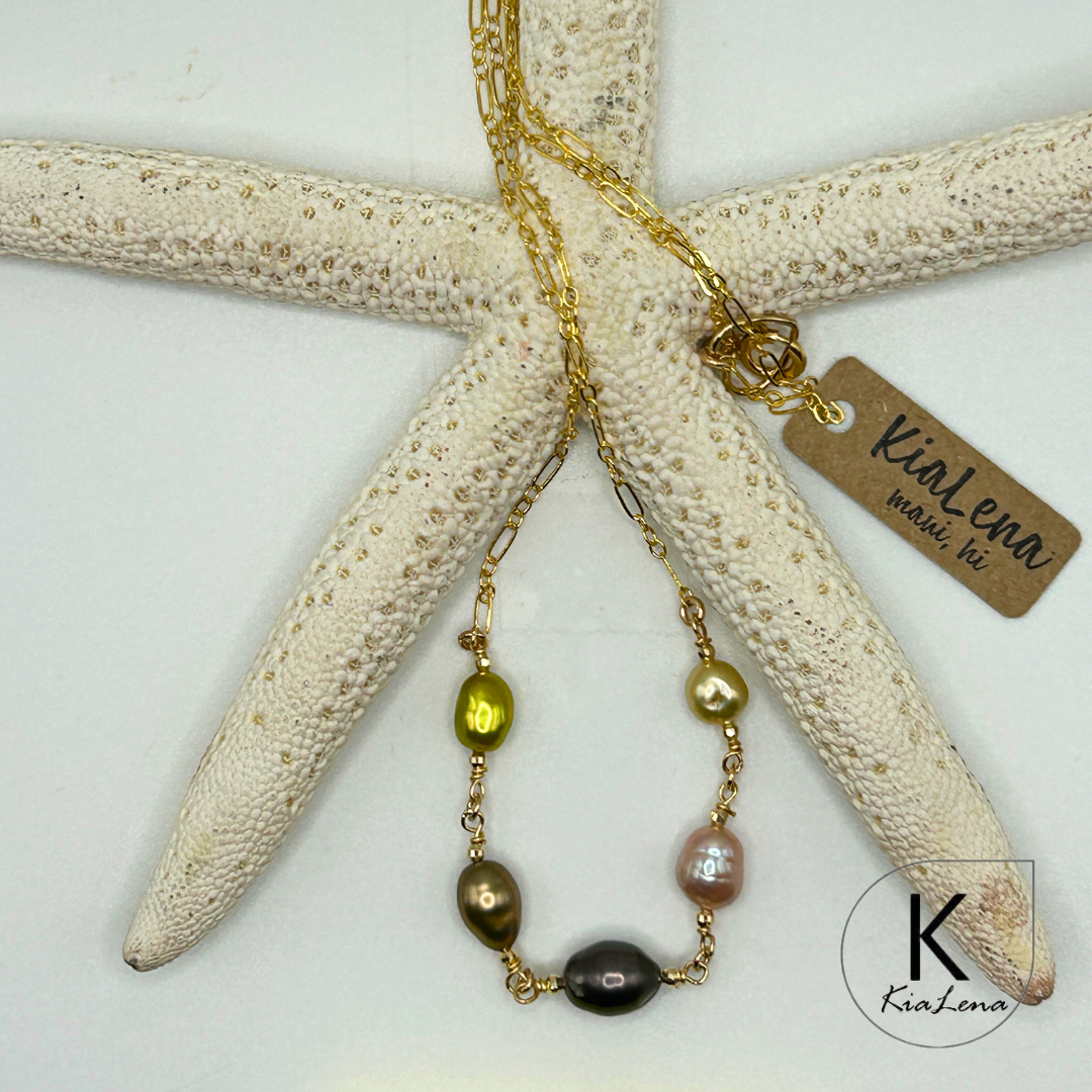 18 3/4" 5 Assorted Keshi Pearl Necklace