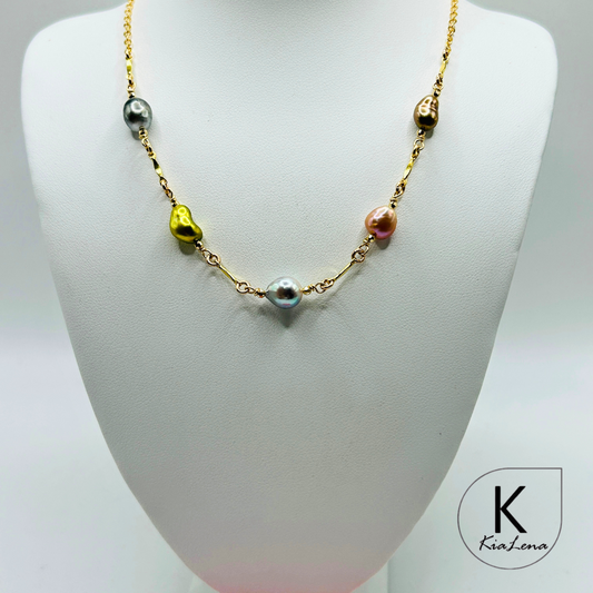 18 1/4" 5 Assorted Keshi Pearl Necklace
