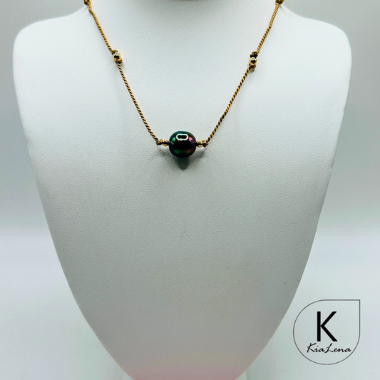 Solitaire Tahitian Pearl Necklace with Silk Cord