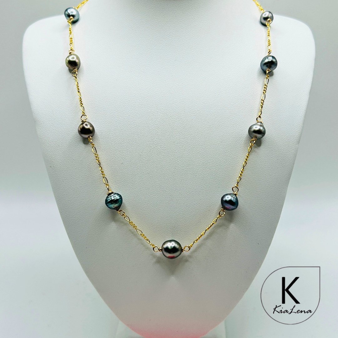16 3/4" 9 Keshi Tahitian Necklace