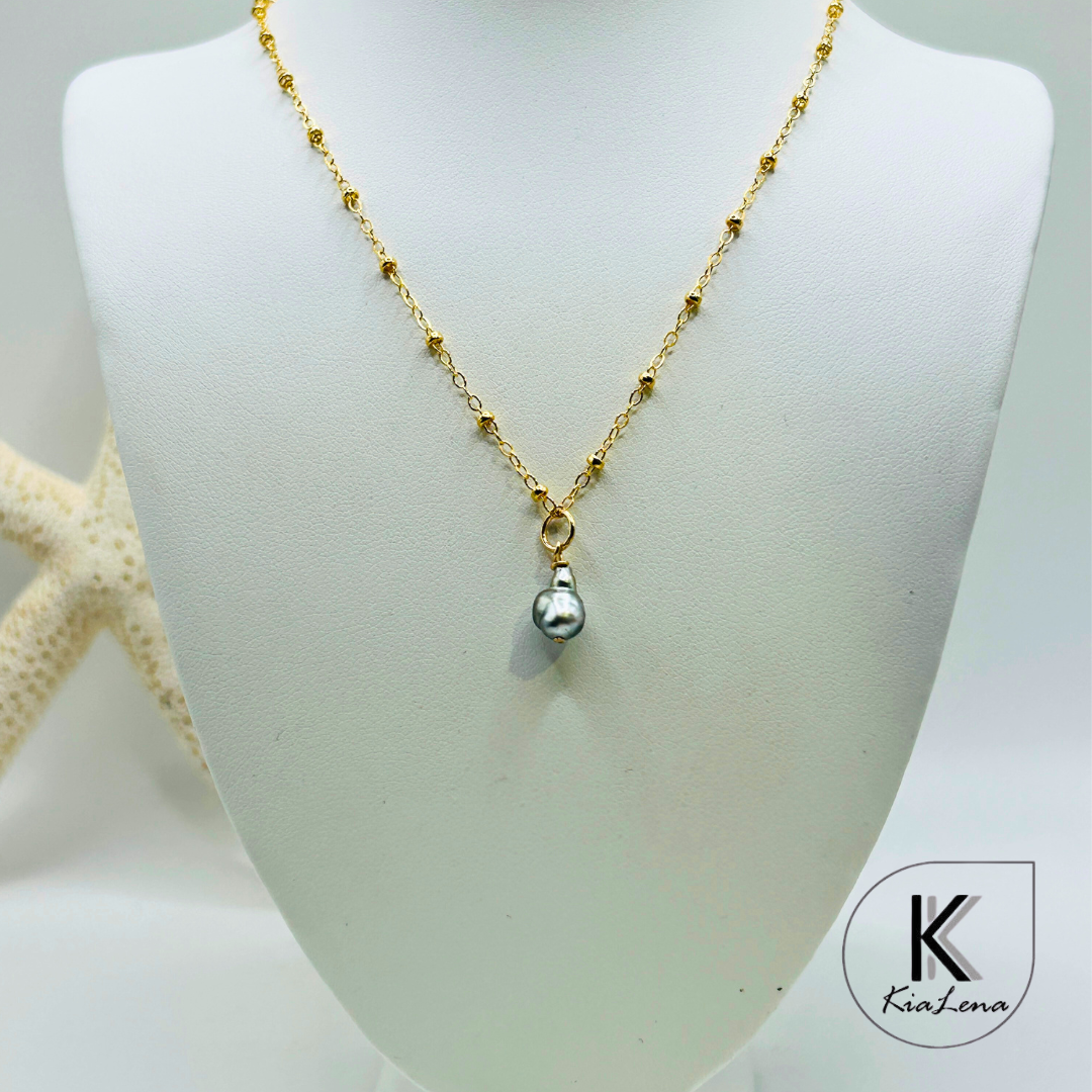 15 1/4" to 17" Tahitian Keshi Pearl Necklace