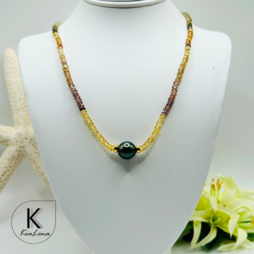 Solitaire Tahitian Pearl with Zircon Necklace