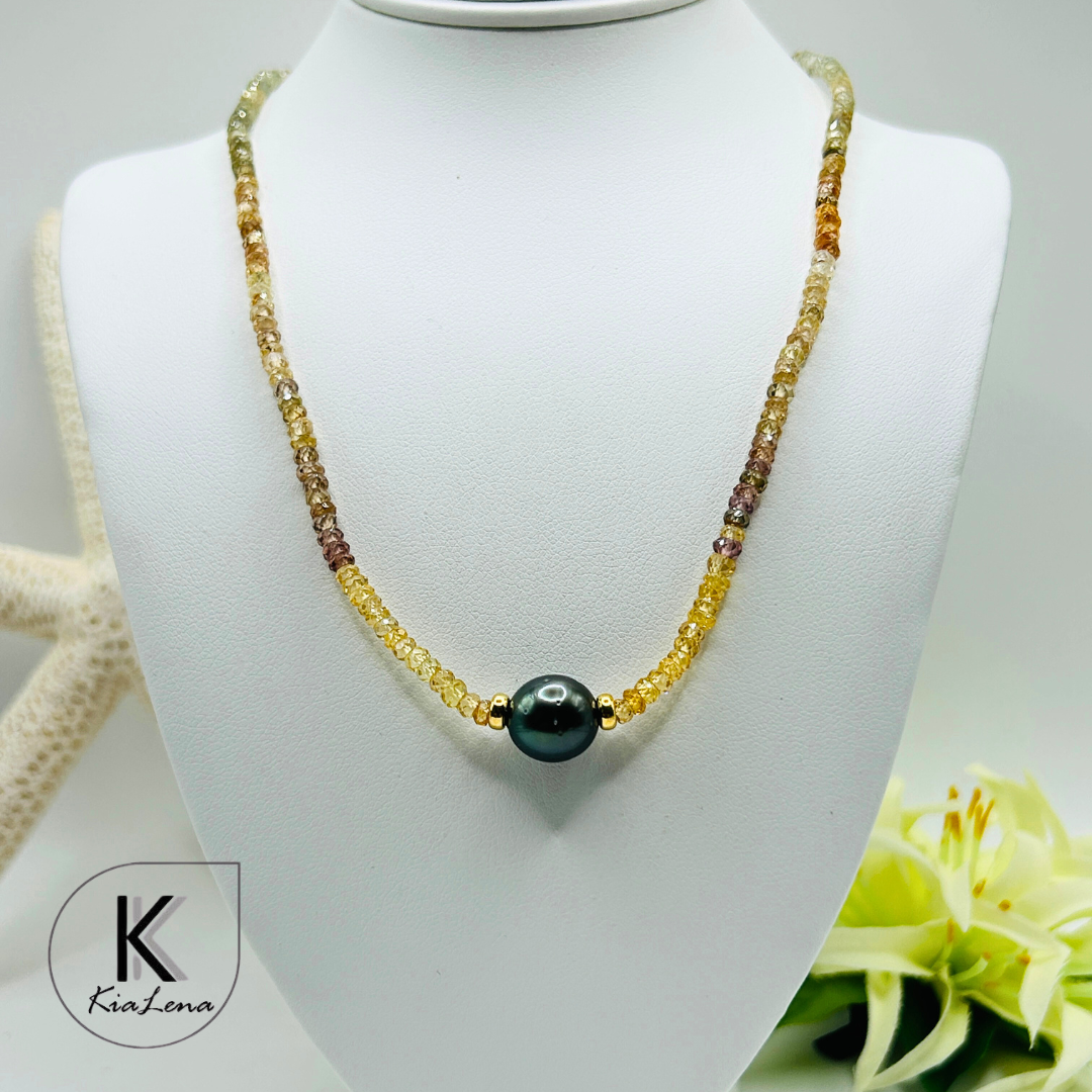 Solitaire Tahitian Pearl with Zircon Necklace