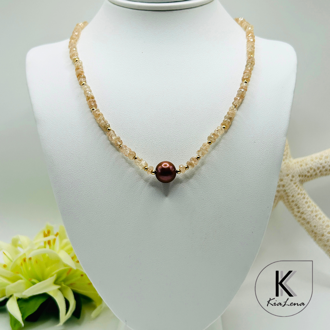 Solitaire Chocolate Tahitian Pearl with Zircon Necklace