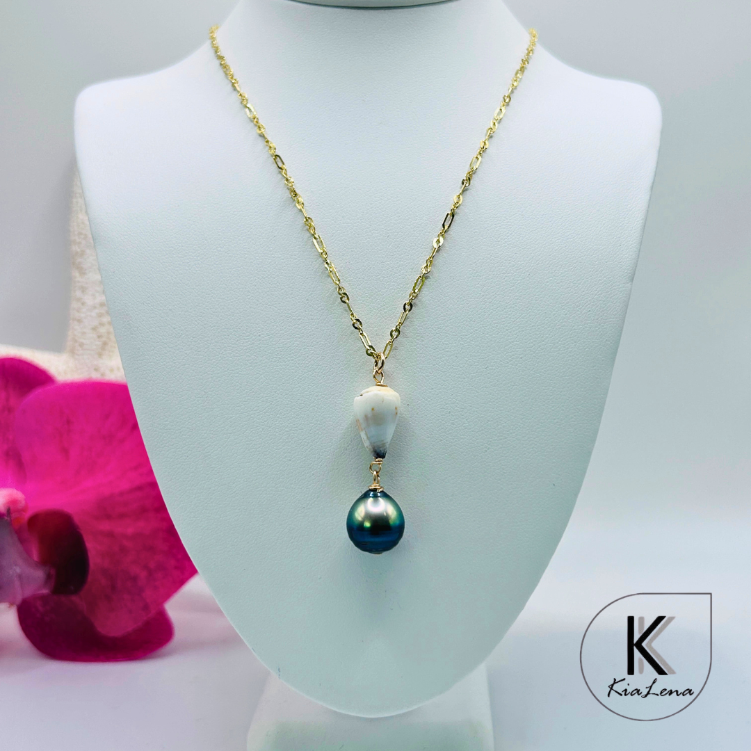 Tahitian Pearls & Dwarf Cone Necklace