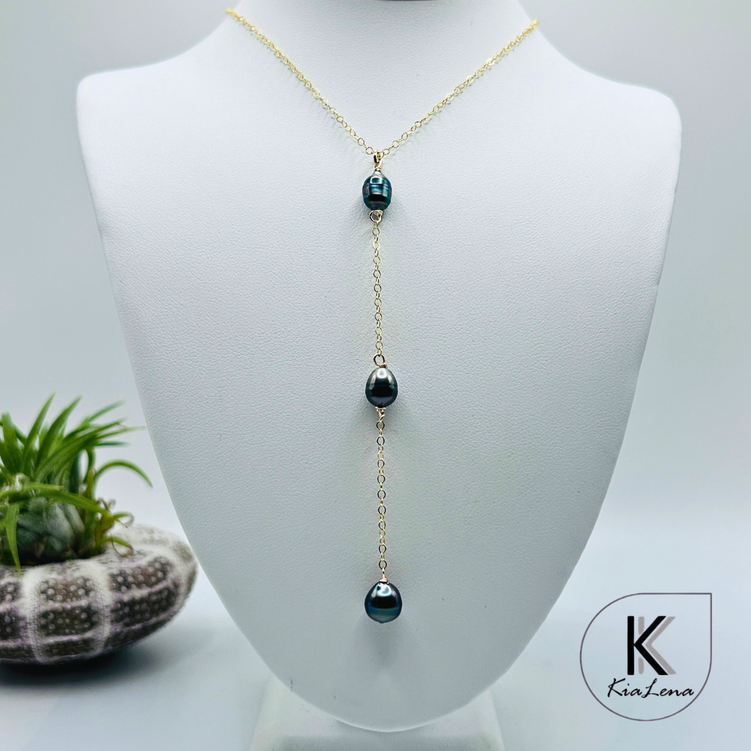 17 3/4" Tahitian Keshi Pearl Y Necklace