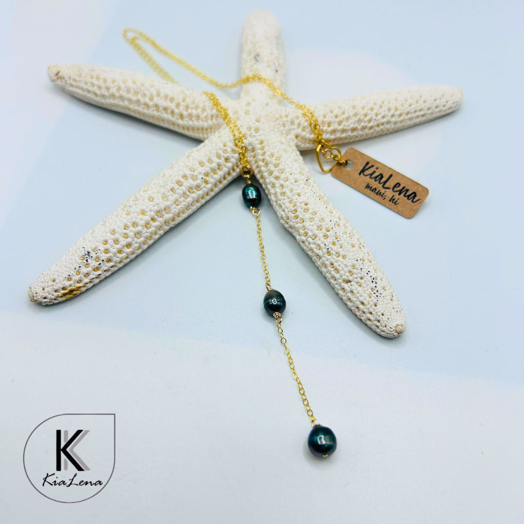 17 3/4" Tahitian Keshi Pearl Y Necklace